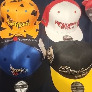 Assorted Graphic Snapback Hats - Yellow, White, Blue, Black
